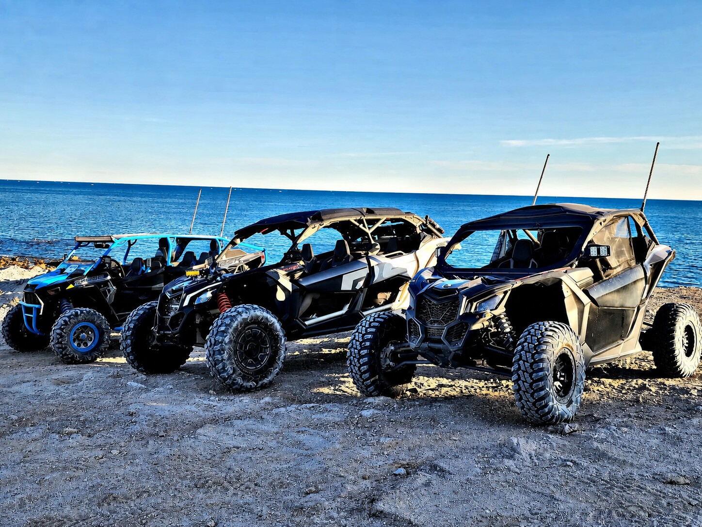 Off-road vehicles beside the Sea of Cortez